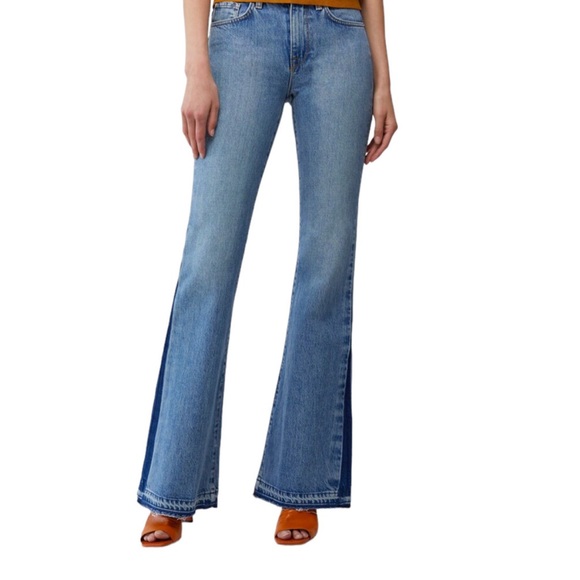 Baldwin Women's Blue 100% Cotton Willow Flare Denim Jeans Size 27 35” inseam - Picture 2 of 12